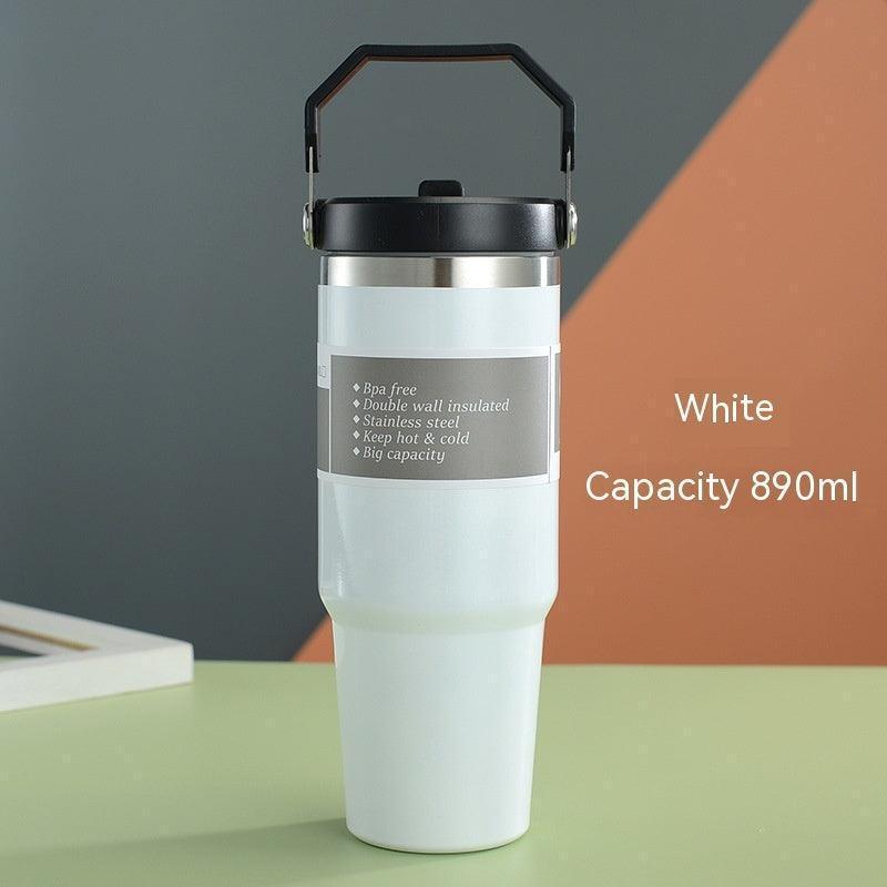 Portable Car Cup Stainless Steel Cup Travel Sports Water Bottle With Handle Cover Coffee Tumbler Cup - HEPSIBAH SHOP