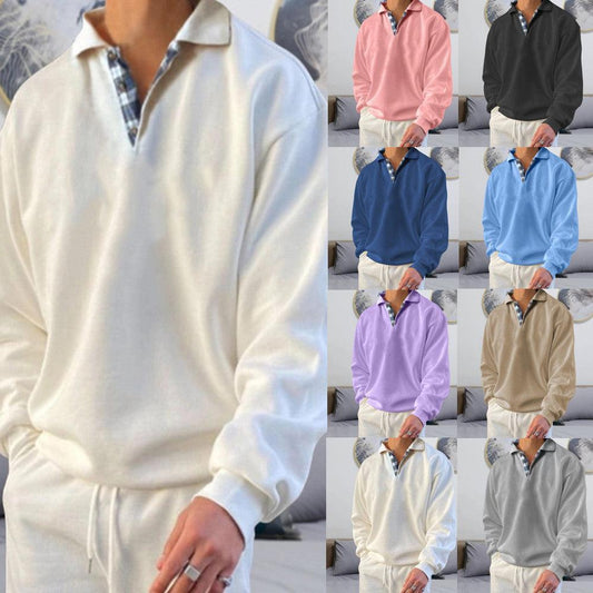 Season Long Sleeve V-neck Men's Lapel Loose Hoodie Men's Wear - HEPSIBAH SHOP