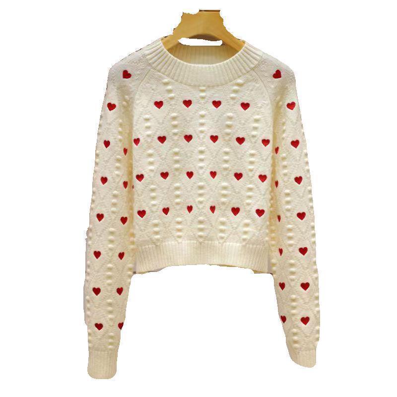 Heart Printing Cable-knit Sweater Women - HEPSIBAH SHOP