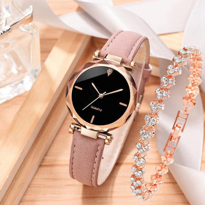 Simple Belt Quartz Watch Bracelet Suit - HEPSIBAH SHOP