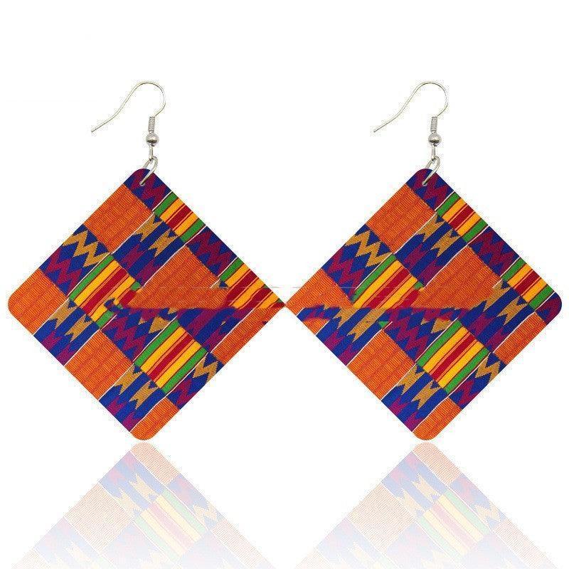 African Wooden Bohemian Square Earrings - HEPSIBAH SHOP