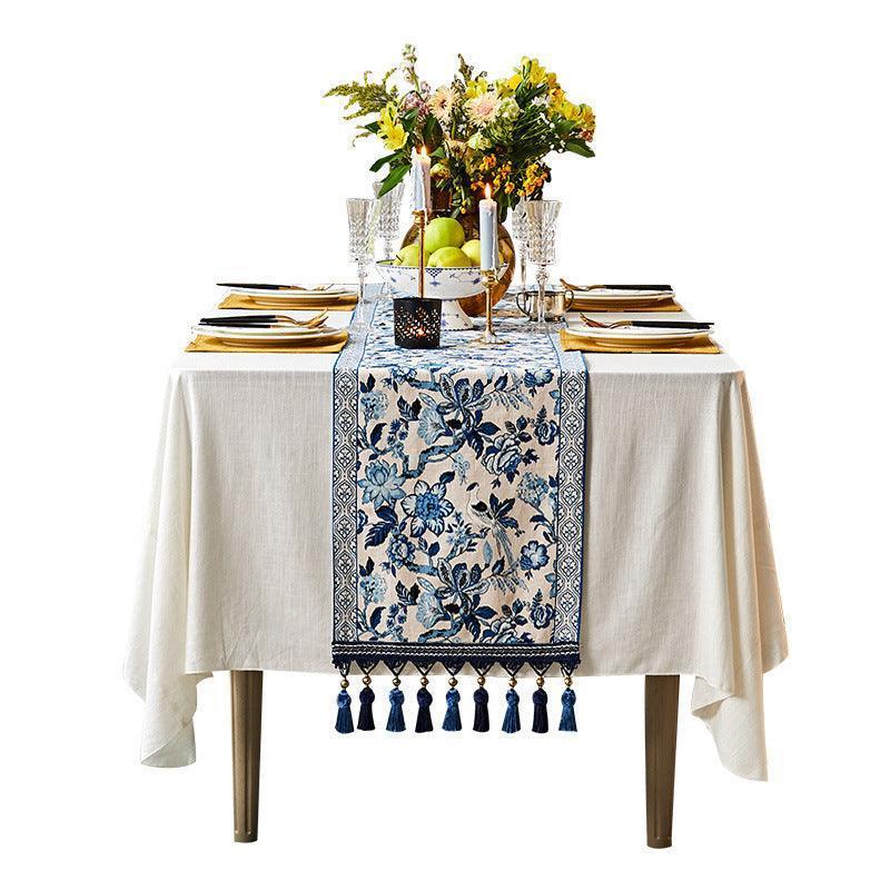 Blue And White Tablecloth - HEPSIBAH SHOP