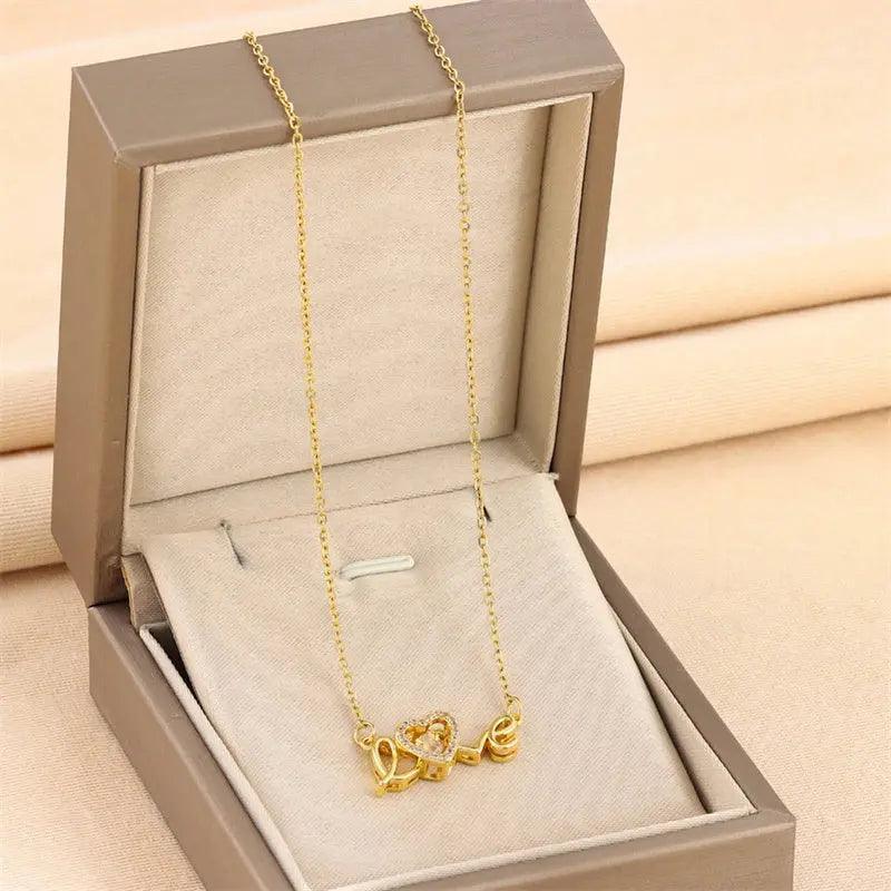 Valentines Day Gift New Titanium Steel Necklace Fashion New Love Smart Necklace Female Clavicle Chain Fashion Jewelry Woman - HEPSIBAH SHOP