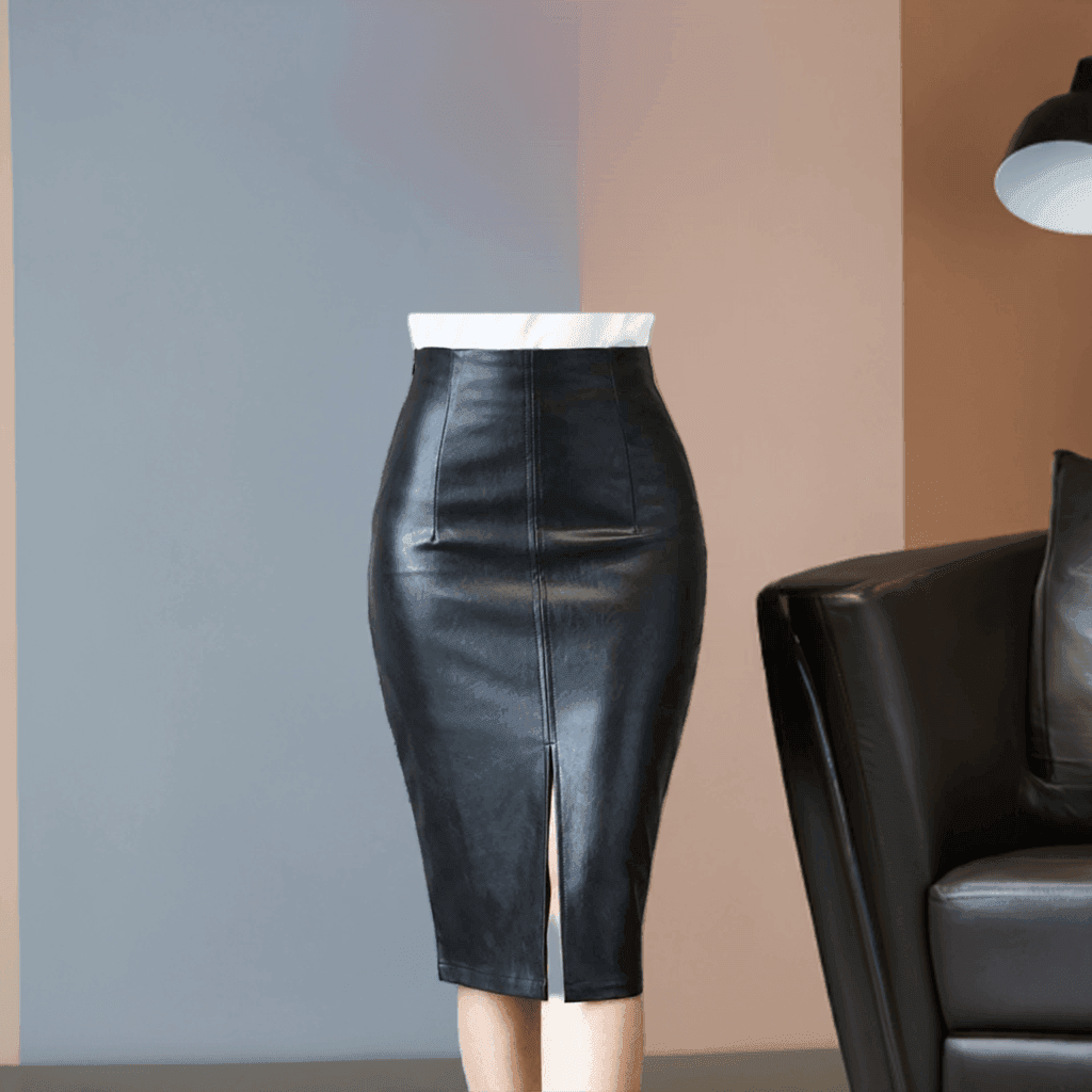 Aachoae Black PU Leather High Waist Pencil Skirt - HEPSIBAH SHOP