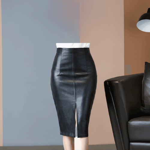 Aachoae Black PU Leather High Waist Pencil Skirt - HEPSIBAH SHOP