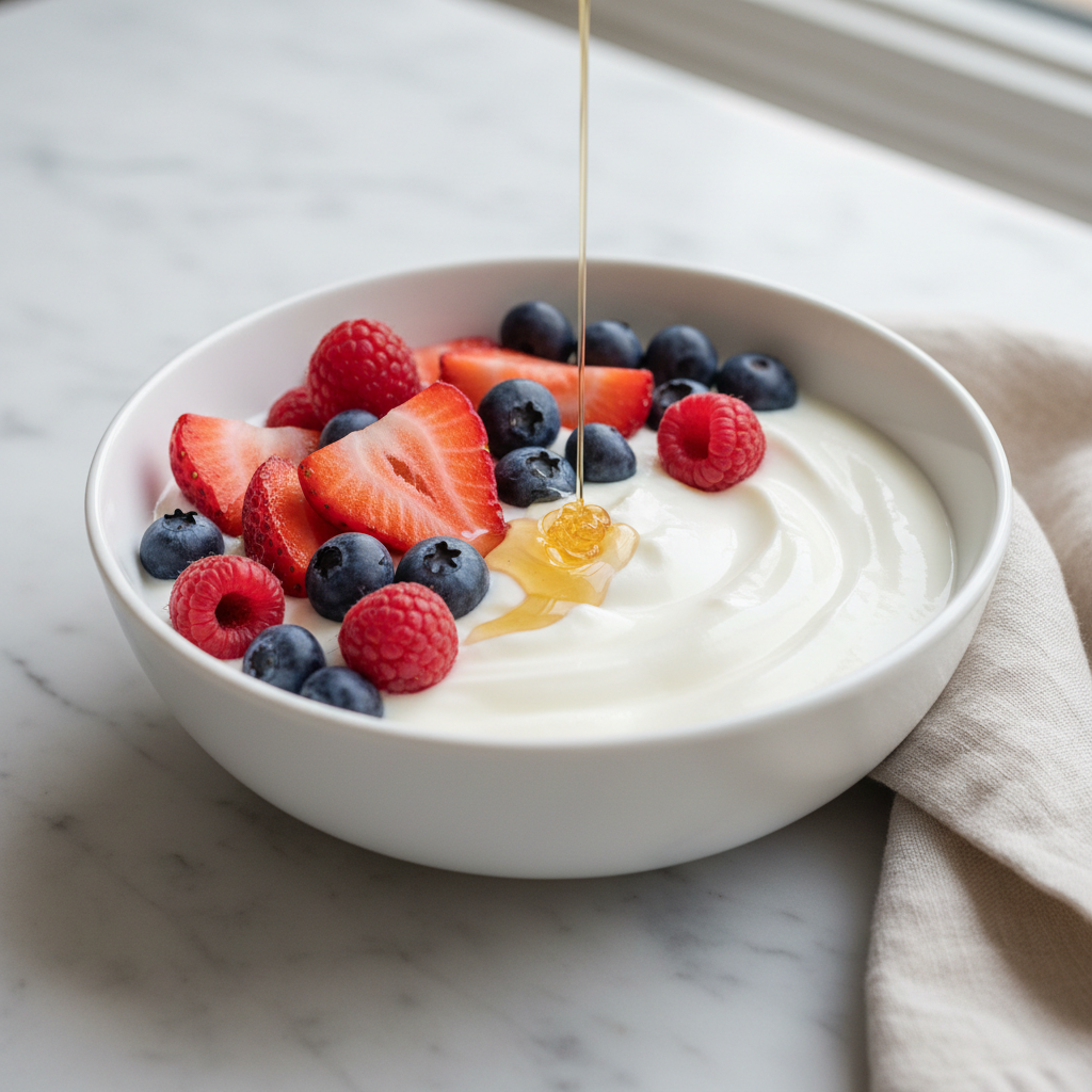 Natural unsweetened yogurt and fruit