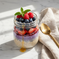 Overnight oats with chia seeds and fresh berries