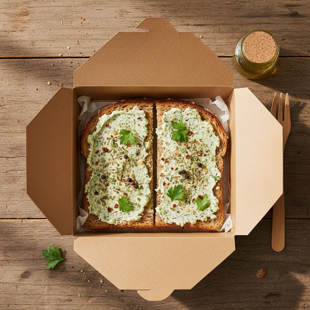 two slices of wholegrain toast with olive oil-based spread or avocado