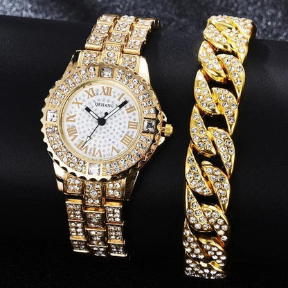 Diamond Crystals Watch and Bracelet Set - HEPSIBAH SHOP