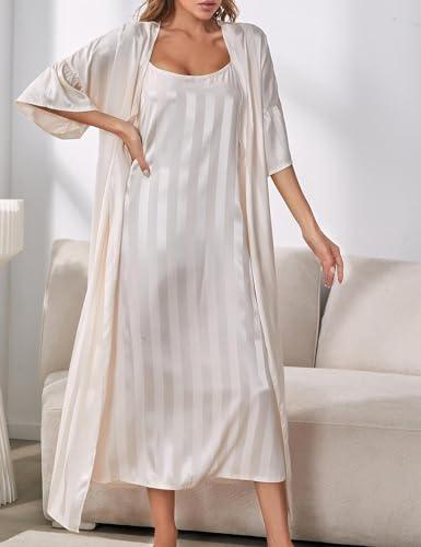 Women Glitter Striped Satin Nightdress - HEPSIBAH SHOP