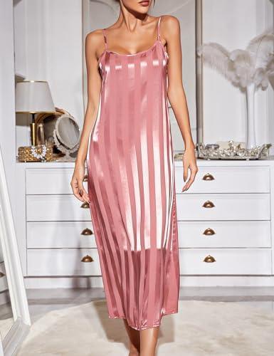 Women Glitter Striped Satin Nightdress - HEPSIBAH SHOP