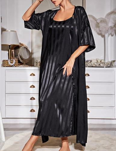 Women Glitter Striped Satin Nightdress - HEPSIBAH SHOP