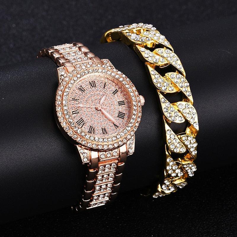 Diamond Crystals Watch and Bracelet Set - HEPSIBAH SHOP