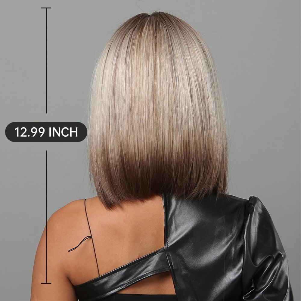 Short Straight Synthetic Blonde to Brown Ombre Bob Wig - HEPSIBAH SHOP