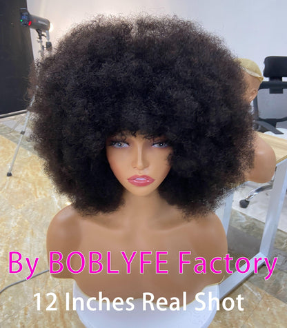 Fluffy Afro 100% Human Hair Kinky Curly Wig - HEPSIBAH SHOP