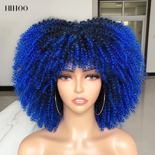 Short Afro Kinky Curly Wig With Bangs - HEPSIBAH SHOP