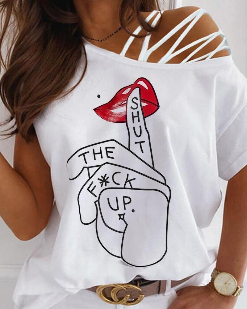 Summer Women Letter Print T-Shirt - HEPSIBAH SHOP