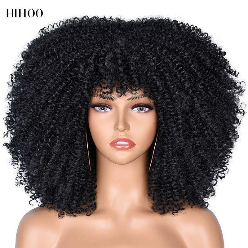 Short Afro Kinky Curly Wig With Bangs - HEPSIBAH SHOP