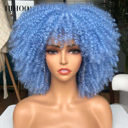 Short Afro Kinky Curly Wig With Bangs - HEPSIBAH SHOP