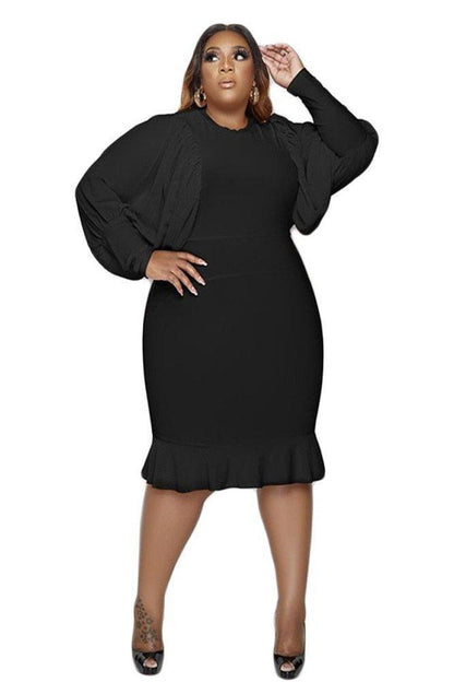 Plus Size Clothes Elegant Midi Dress - HEPSIBAH SHOP
