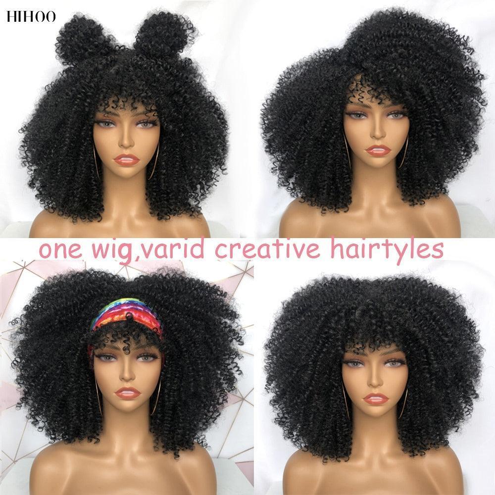 Short Afro Kinky Curly Wig With Bangs - HEPSIBAH SHOP