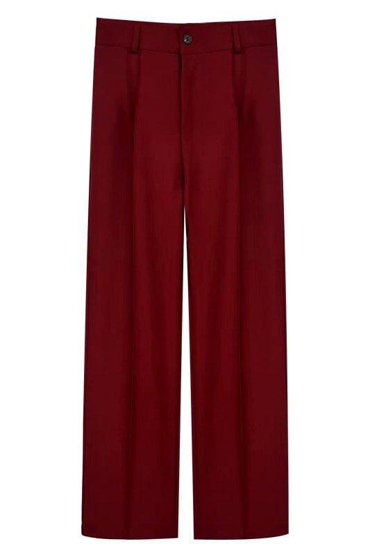 TRAF Women Chic Fashion Office Wear Straight Pants Vintage High Waist Zipper Fly Female Trousers Mujer - HEPSIBAH SHOP