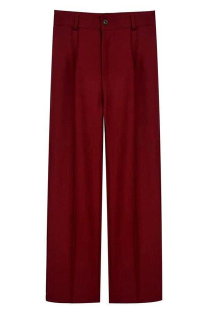 TRAF Women Chic Fashion Office Wear Straight Pants Vintage High Waist Zipper Fly Female Trousers Mujer - HEPSIBAH SHOP