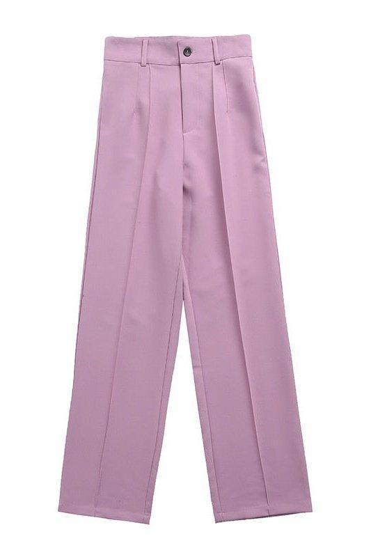 TRAF Women Chic Fashion Office Wear Straight Pants Vintage High Waist Zipper Fly Female Trousers Mujer - HEPSIBAH SHOP