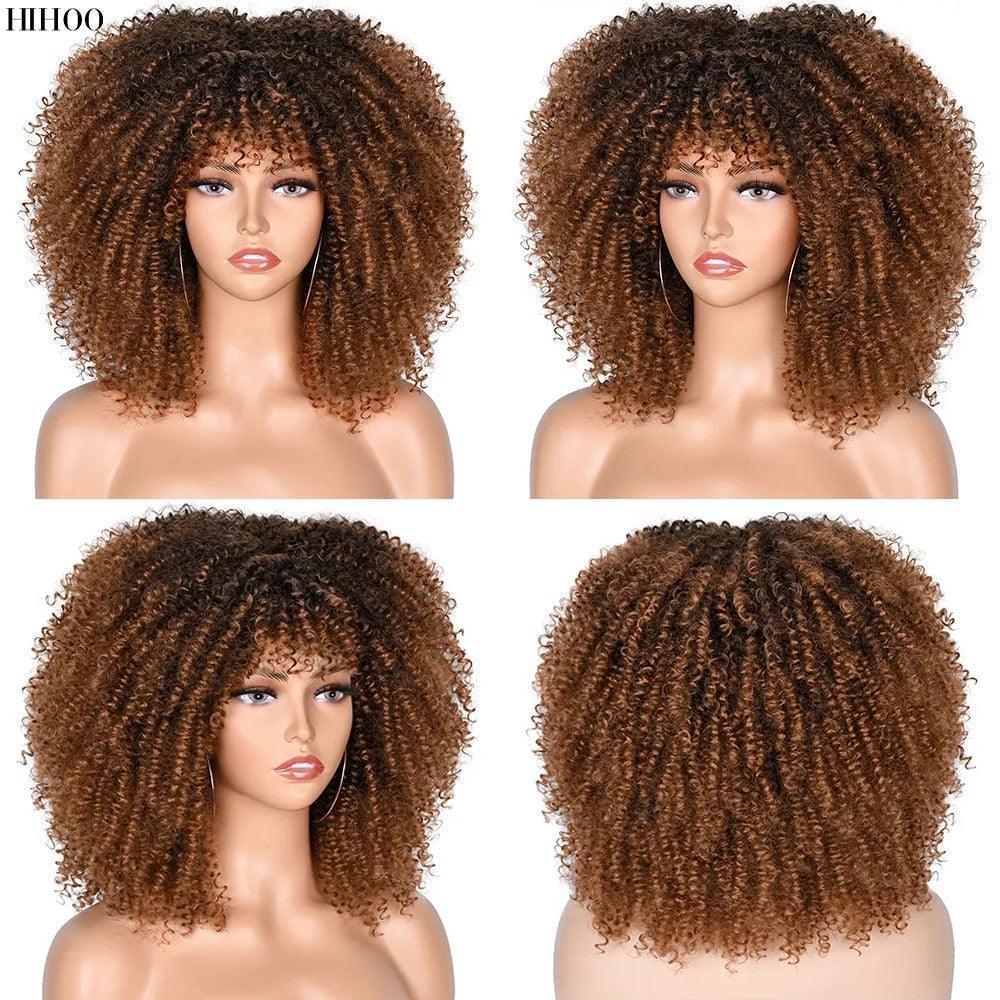 Short Afro Kinky Curly Wig With Bangs - HEPSIBAH SHOP