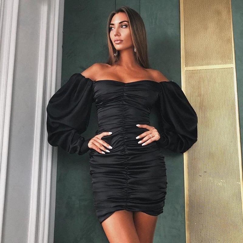 Chicology Off Shoulder Long Sleeve Elegant Lady, Mini Dress - HEPSIBAH SHOP