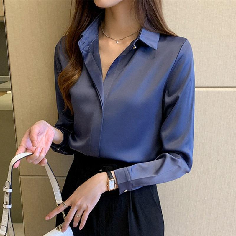 Silk Women's Shirt Long Sleeve Top - HEPSIBAH SHOP