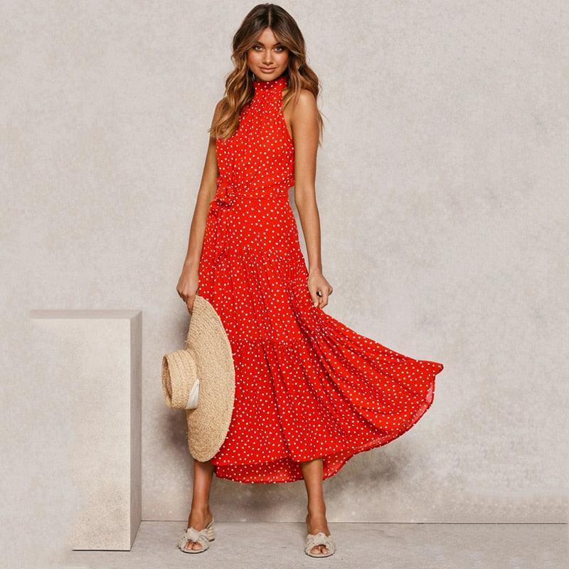 Summer Long Dress Polka Dot Casual - HEPSIBAH SHOP