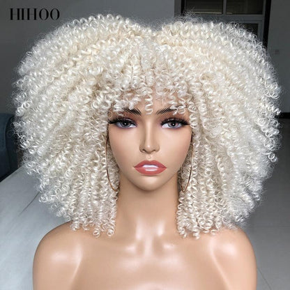 Short Afro Kinky Curly Wig With Bangs - HEPSIBAH SHOP