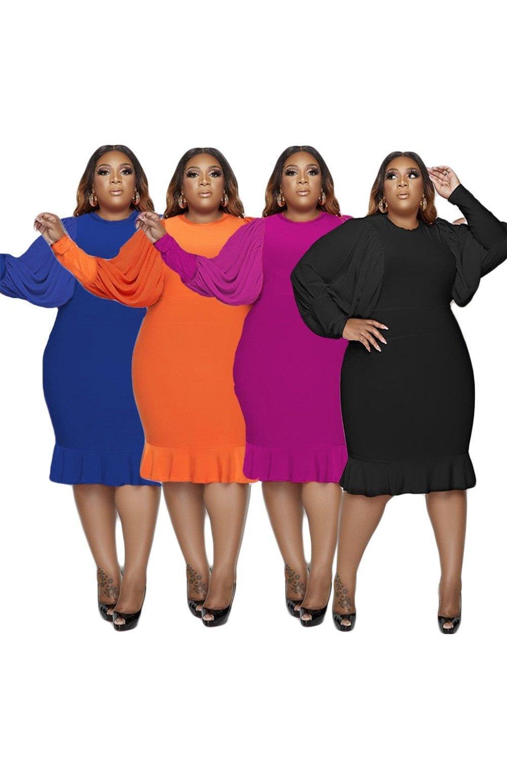 Plus Size Clothes Elegant Midi Dress - HEPSIBAH SHOP