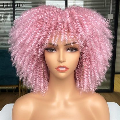 Short Afro Kinky Curly Wig With Bangs - HEPSIBAH SHOP