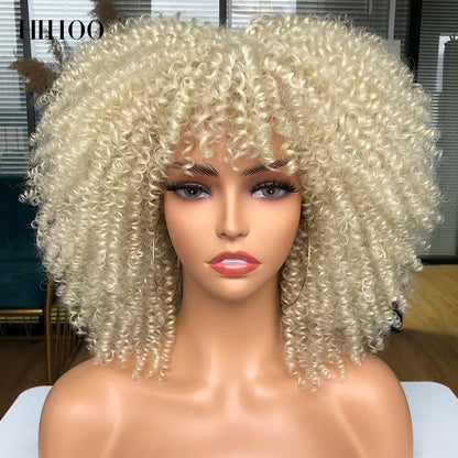 Short Afro Kinky Curly Wig With Bangs - HEPSIBAH SHOP