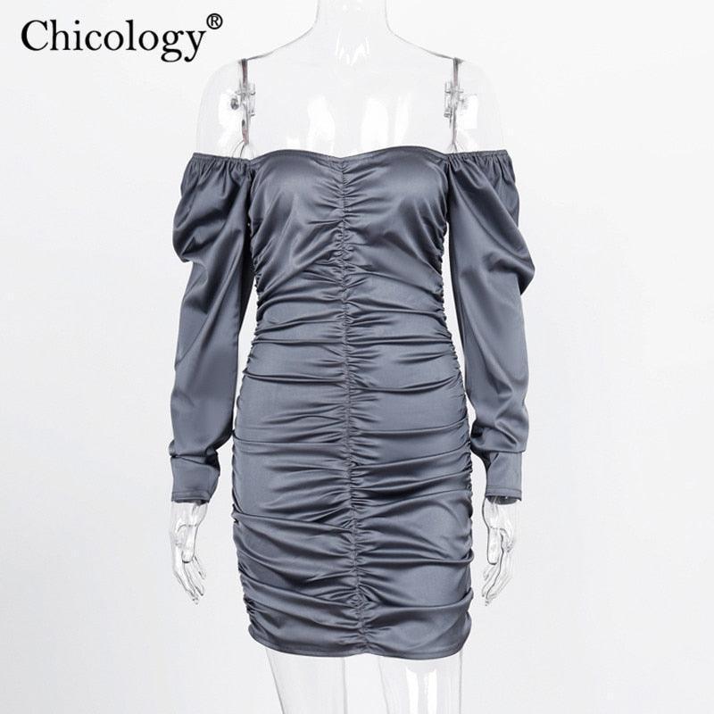 Chicology Off Shoulder Long Sleeve Elegant Lady, Mini Dress - HEPSIBAH SHOP