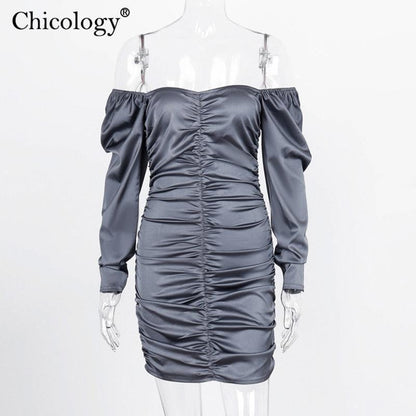 Chicology Off Shoulder Long Sleeve Elegant Lady, Mini Dress - HEPSIBAH SHOP