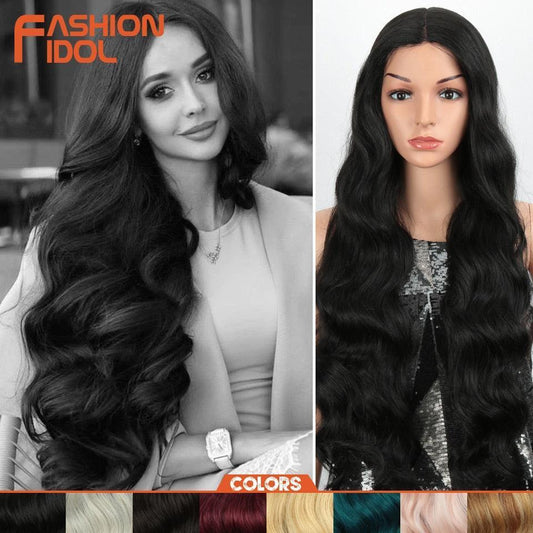 FASHION IDOL 28 Inch Deep Wave Hair Synthetic Lace Wigs - HEPSIBAH SHOP