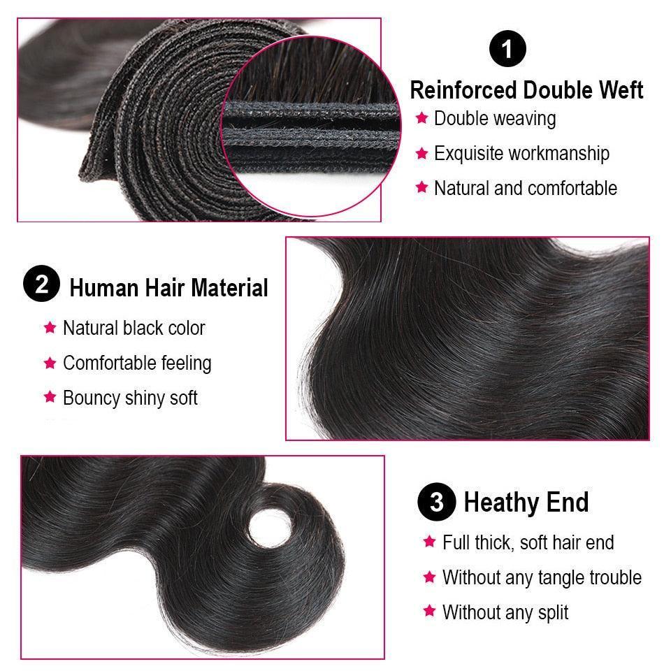 Black Pearl Pre-Colored Human Hair Bundles Remy Hair Extension 1 /3 Bundle Body Wave Hair Weaving 100g - HEPSIBAH SHOP