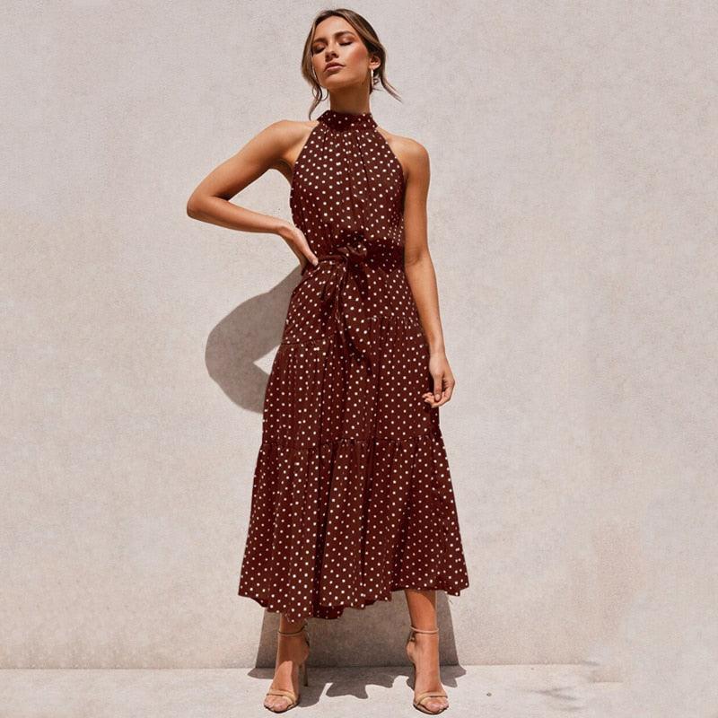 Summer Long Dress Polka Dot Casual - HEPSIBAH SHOP