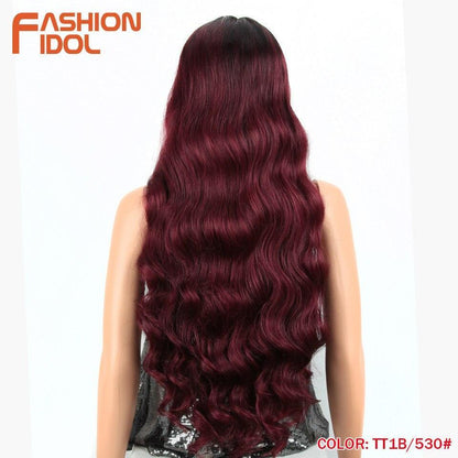 FASHION IDOL 28 Inch Deep Wave Hair Synthetic Lace Wigs - HEPSIBAH SHOP