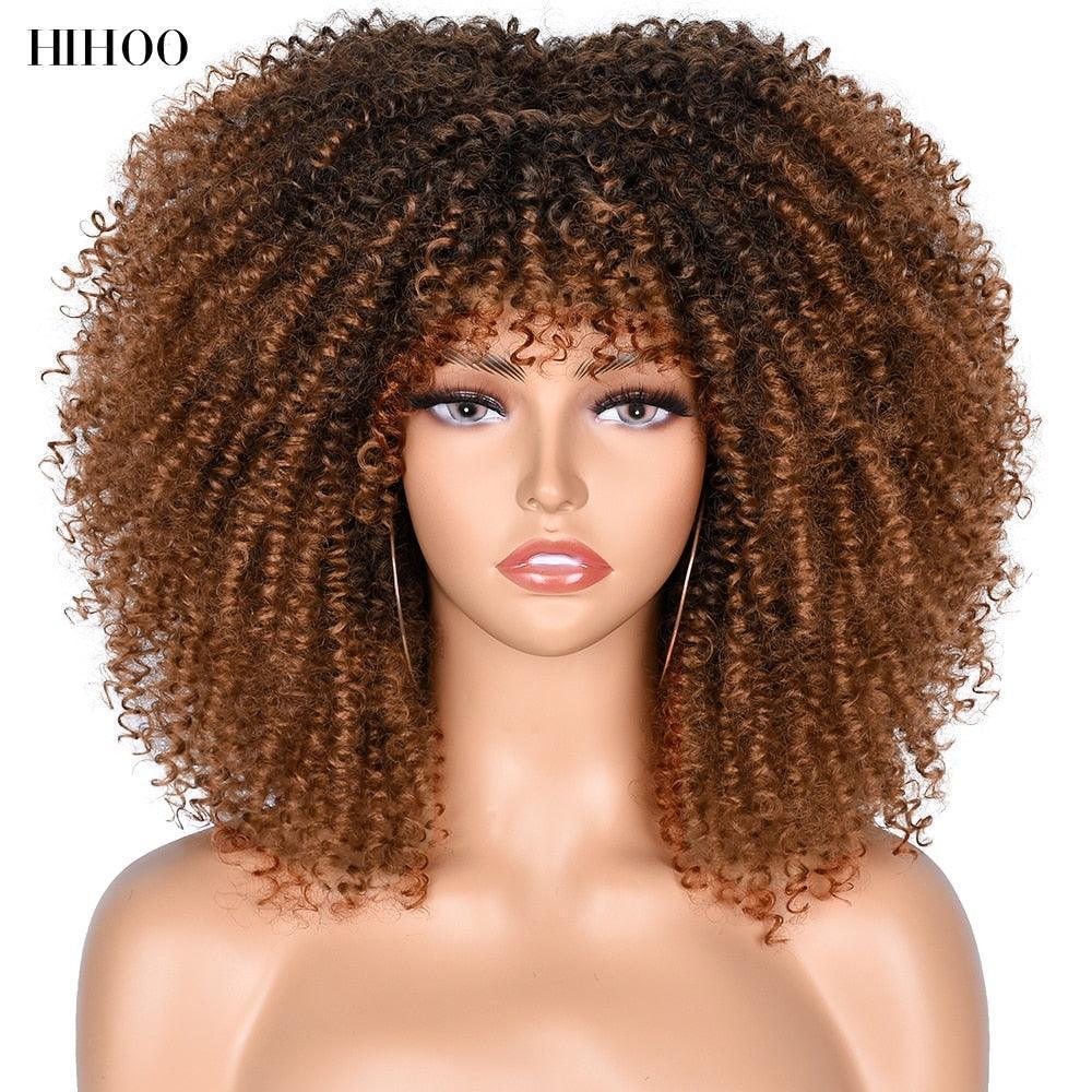 Short Afro Kinky Curly Wig With Bangs - HEPSIBAH SHOP