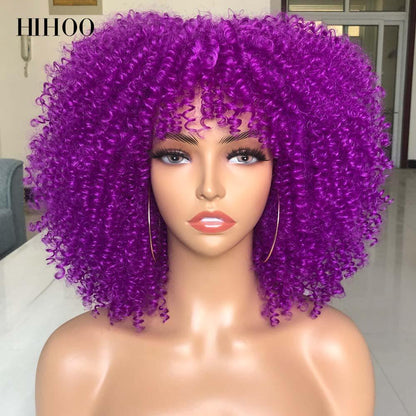 Short Afro Kinky Curly Wig With Bangs - HEPSIBAH SHOP