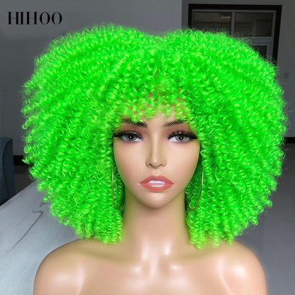 Short Afro Kinky Curly Wig With Bangs - HEPSIBAH SHOP