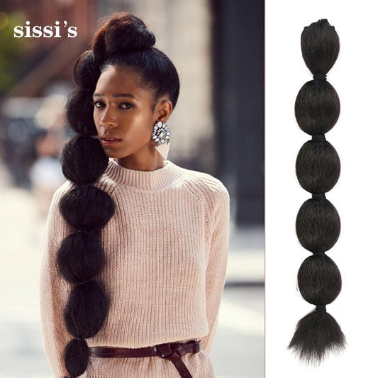 Synthetic Kinky Straight Hair Puff Bun Bubble Ponytail - HEPSIBAH SHOP