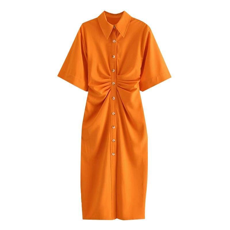 Traf's Draped Midi Shirt Dress - HEPSIBAH SHOP