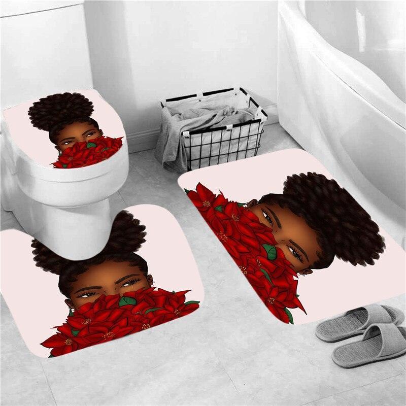 Black Women Print Shower Curtain Set Waterproof - HEPSIBAH SHOP