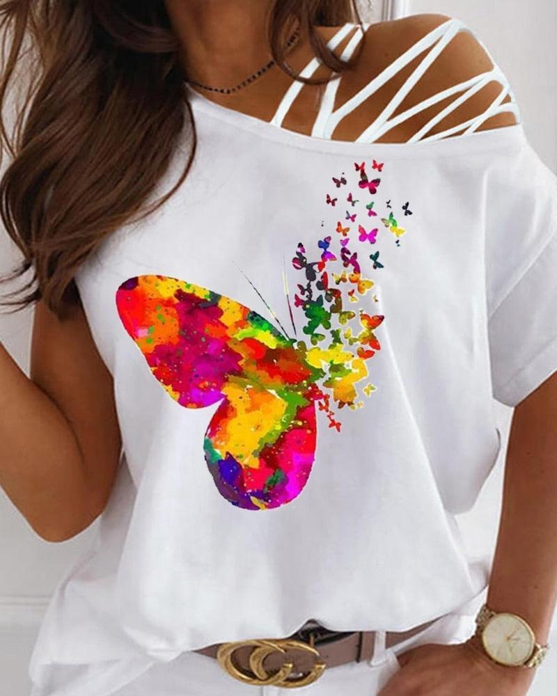 Summer Women Letter Print T-Shirt - HEPSIBAH SHOP