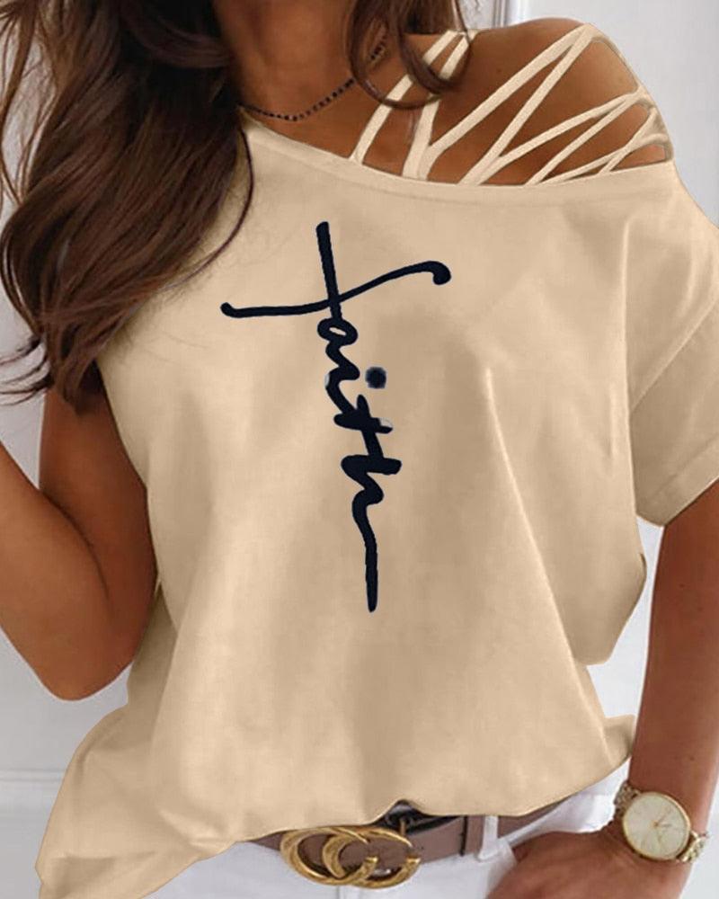 Summer Women Letter Print T-Shirt - HEPSIBAH SHOP